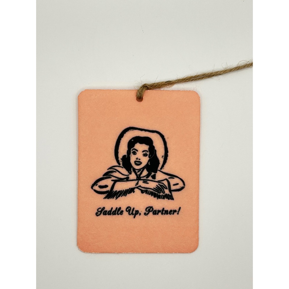 Leather Scented Felt Car Freshie Cowgirl Saddle Up Partner Western Air Freshener